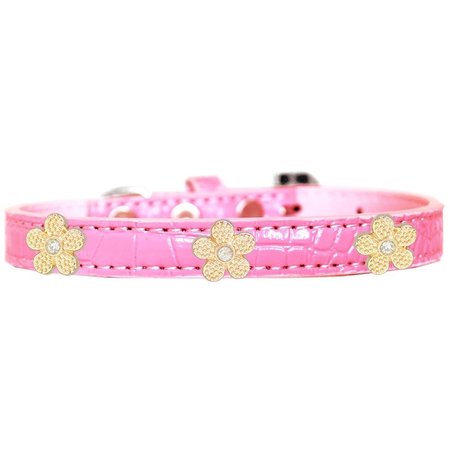 MIRAGE PET PRODUCTS Gold Flower Widget Croc Dog CollarLight Pink Size 12 720-16 LPKC12